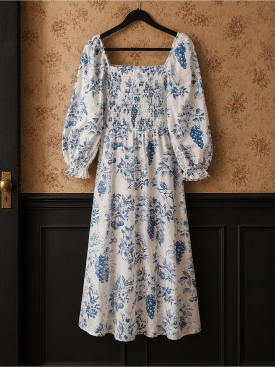 Reformation Dresses & Skirts - Reformation Smocked Square-Neck Midi Dress in Blue Floral